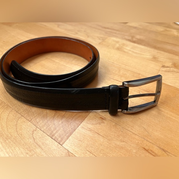 👔Italian Vegetable Tanned Leather | Trafalgar Belt | 36/90 | Black with Silver - Picture 3 of 17